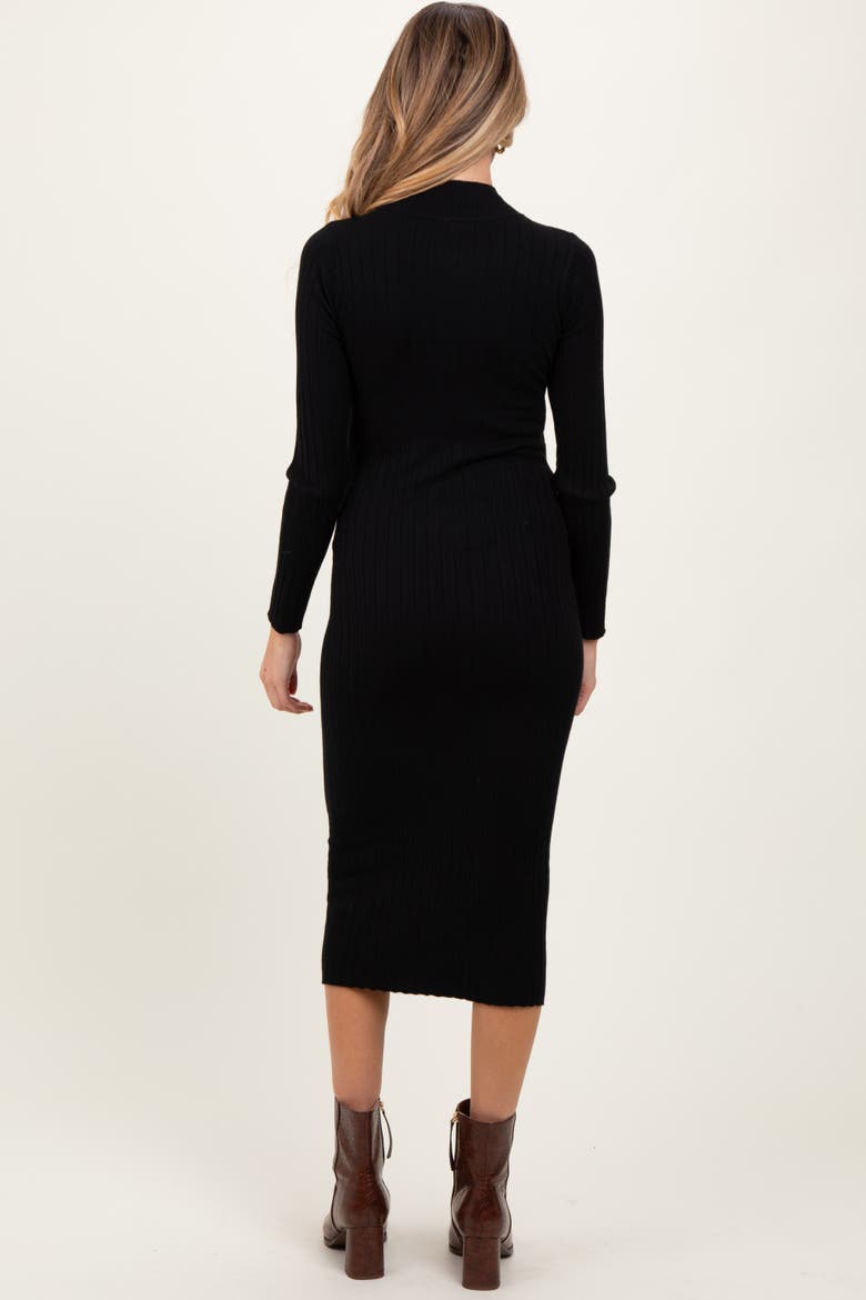 Mock Neck Ribbed Sweater Dress, Alternate, color, Black