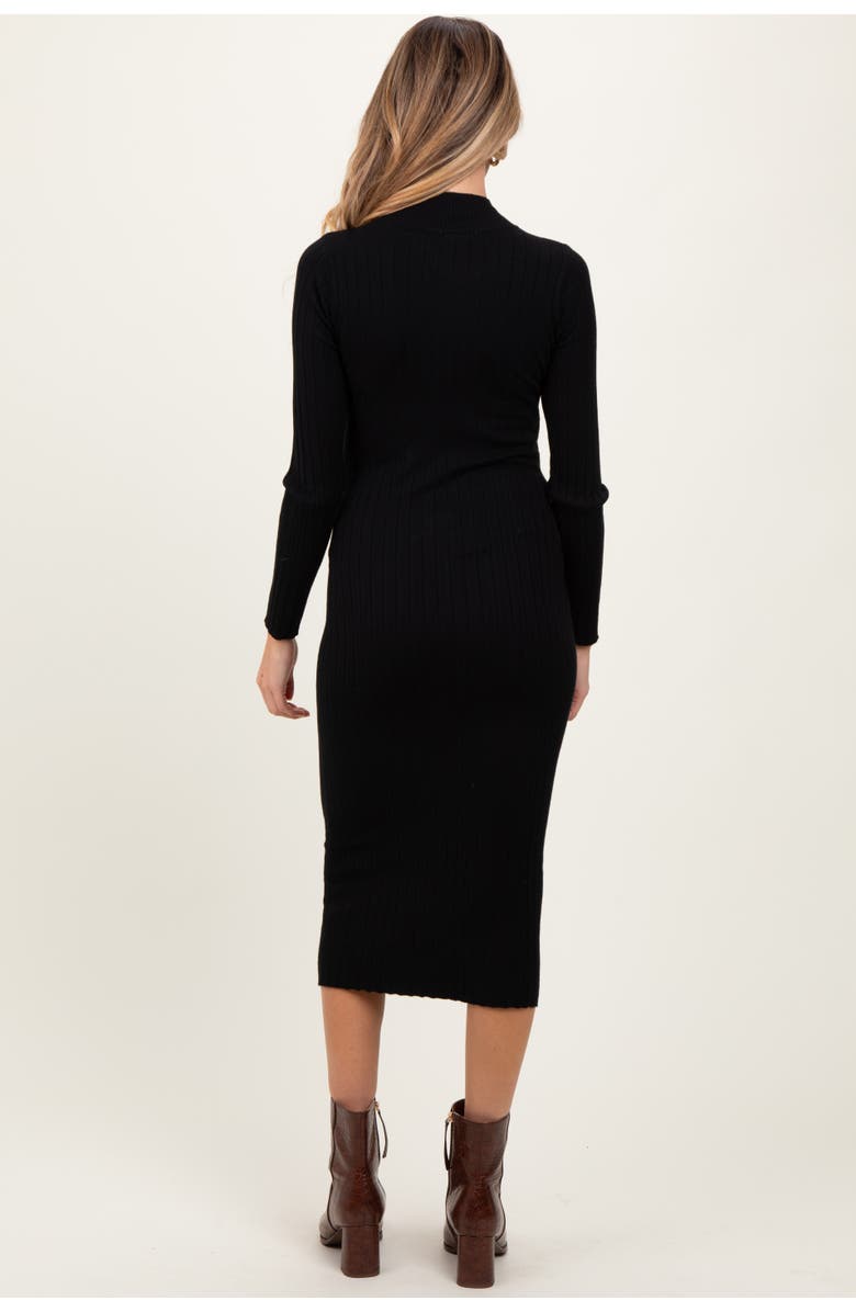 PinkBlush Mock Neck Ribbed Sweater Dress, Alternate, color, Black