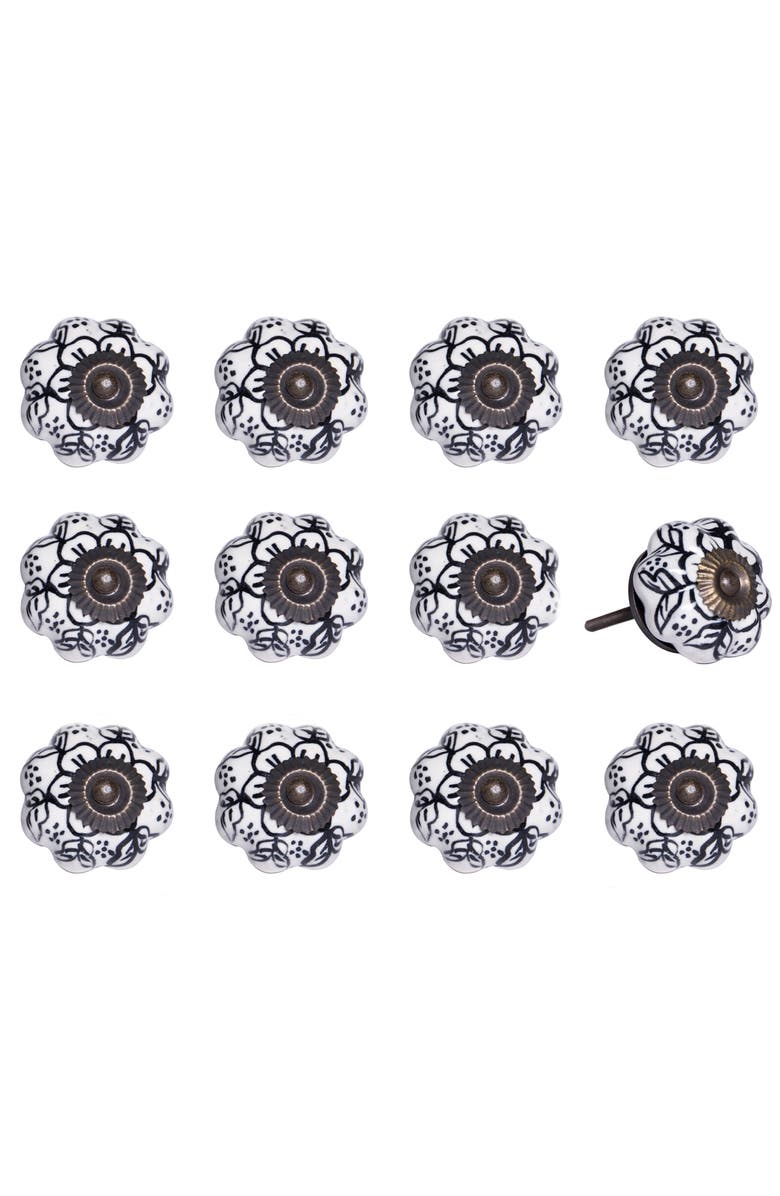 KINETIC 12-Pack Knobs, Main, color, Black White Floral