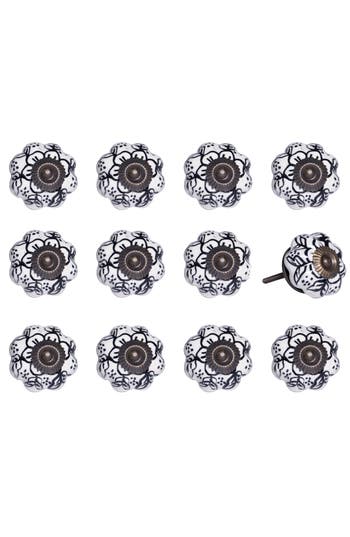Kinetic 12-pack Knobs In Black White Floral