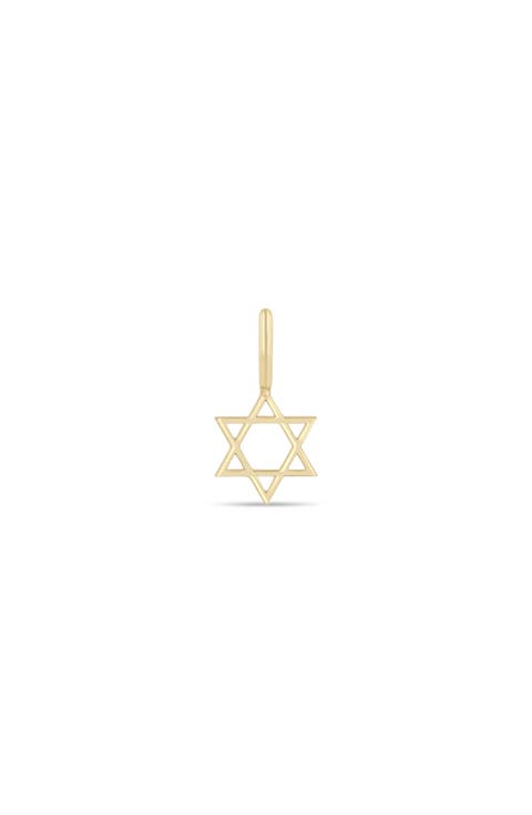 14K Gold Midi Star of David Charm