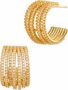 SAVVY CIE JEWELS Cubic Zirconia Wide Half Hoop Earrings