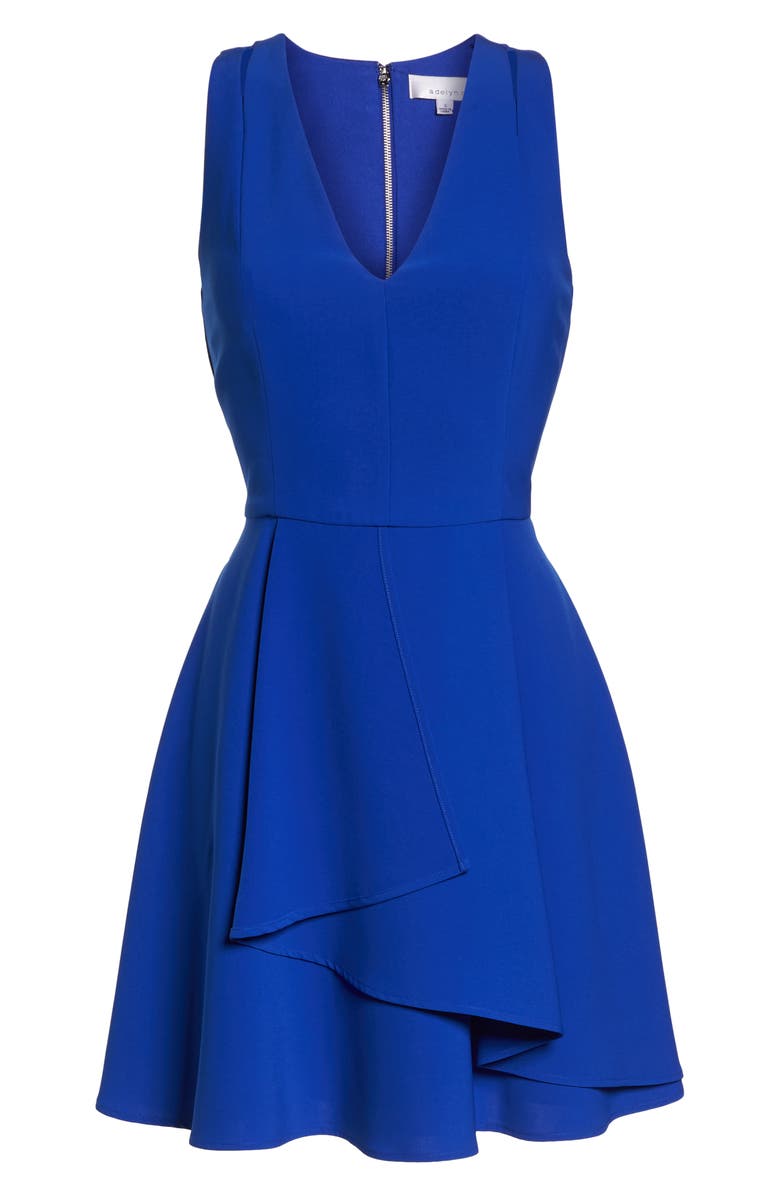 Adelyn Rae Asymmetrical Crepe Fit & Flare Dress, Alternate, color,