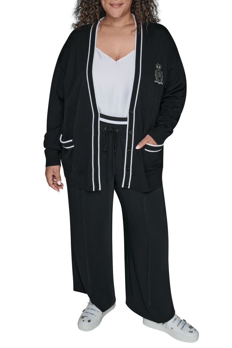 Varsity Cardgian, Alternate, color, BLACK/ SOFT WHITE