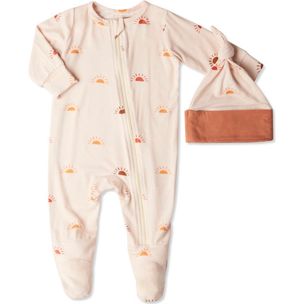 Everly Grey Jersey Long Sleeve Footie & Hat Set In Neutral