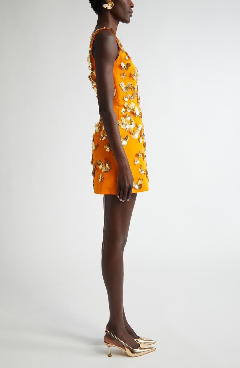 Carolina Herrera Butterfly Appliqué Silk Faille Cocktail Minidress, Alternate, color,
