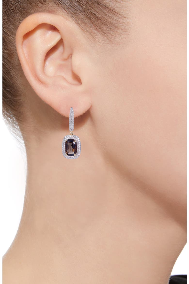 Smoky Quartz Earrings with Diamonds, Alternate, color, Brown