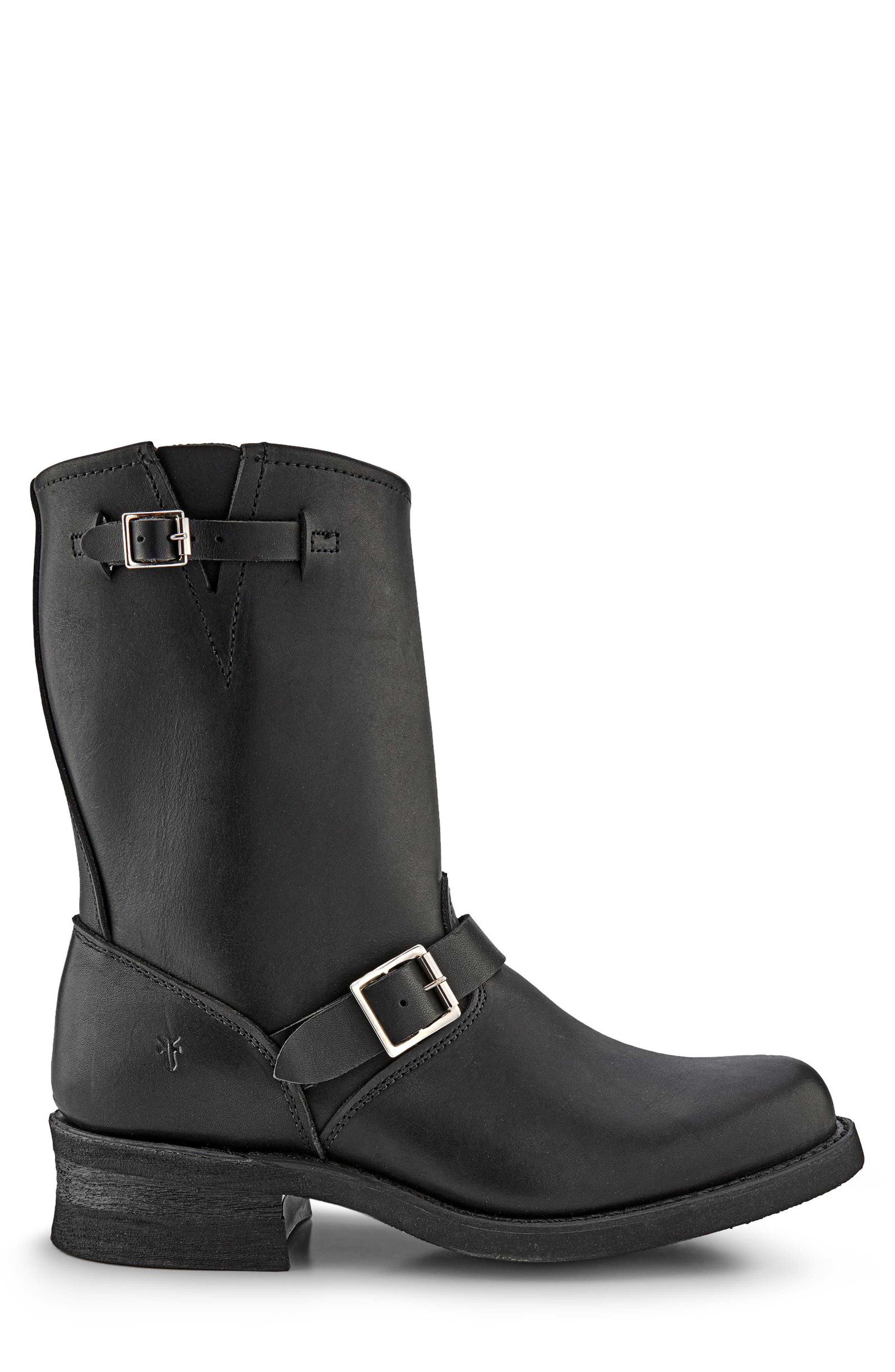 Frye Engineer Biker Boot, Alternate, color, Black - Greasy Leather