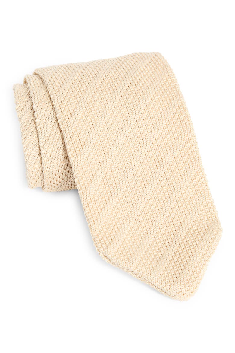 Stanley Solid Knit Tie, Main, color, CREAM