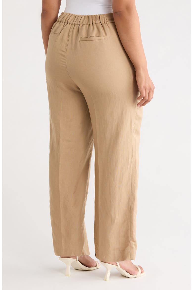 The Audrey Pull-On Straight Leg Linen Blend Pants, Alternate, color, TOASTED WHEAT