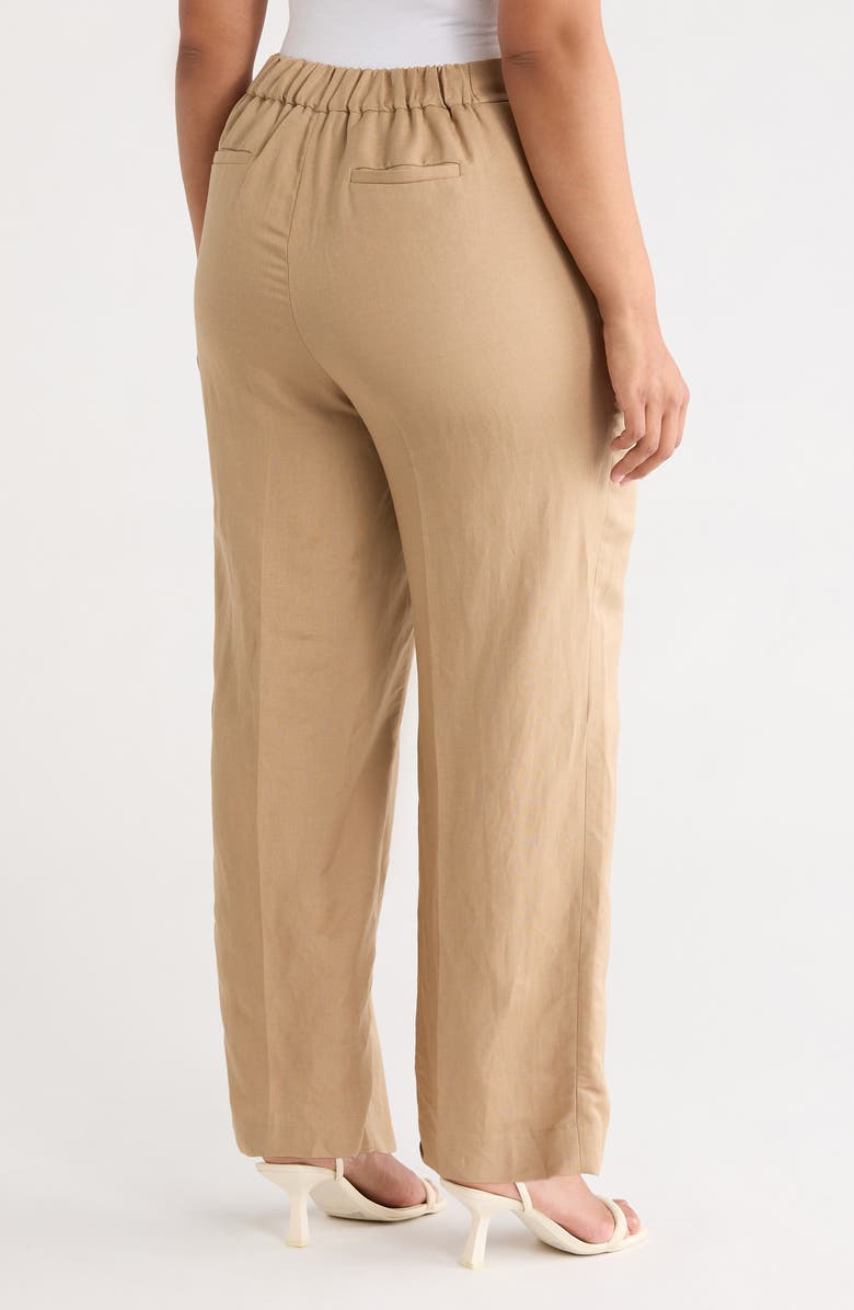 KASPER The Audrey Pull-On Straight Leg Linen Blend Pants, Alternate, color, Toasted Wheat