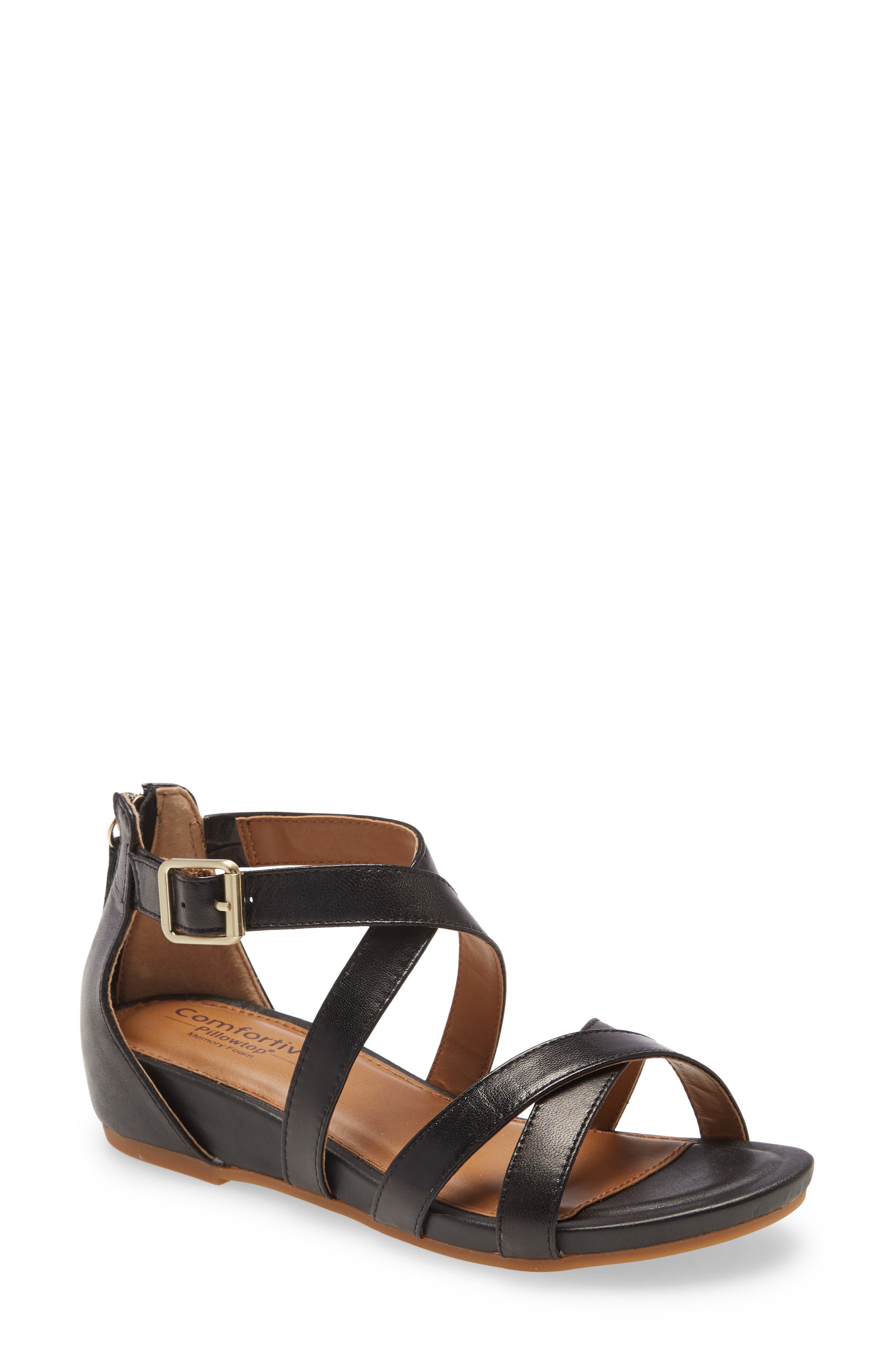 Melody Sandal, Main, color, BLACK LEATHER