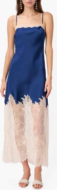 CAMI NYC Verity Sheer Lace Trim Silk Slipdress