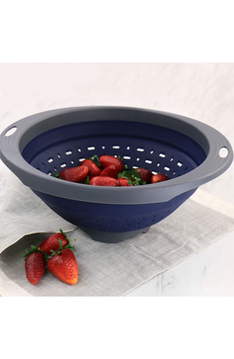 OSTER Bluemarine Collapsible Polypropylene Colander, Alternate, color, Navy