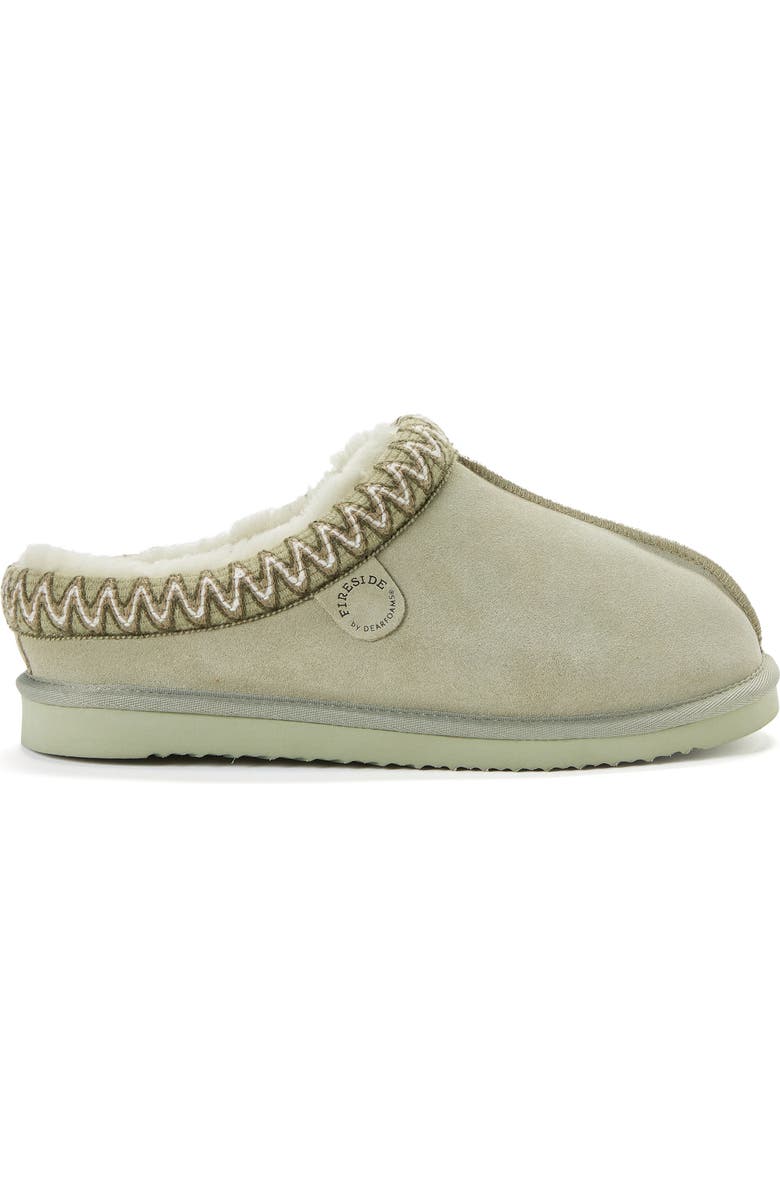 DEARFOAMS Fireside Grafton Genuine Shearling Clog Slipper with Embroidery, Alternate, color, Seagrass