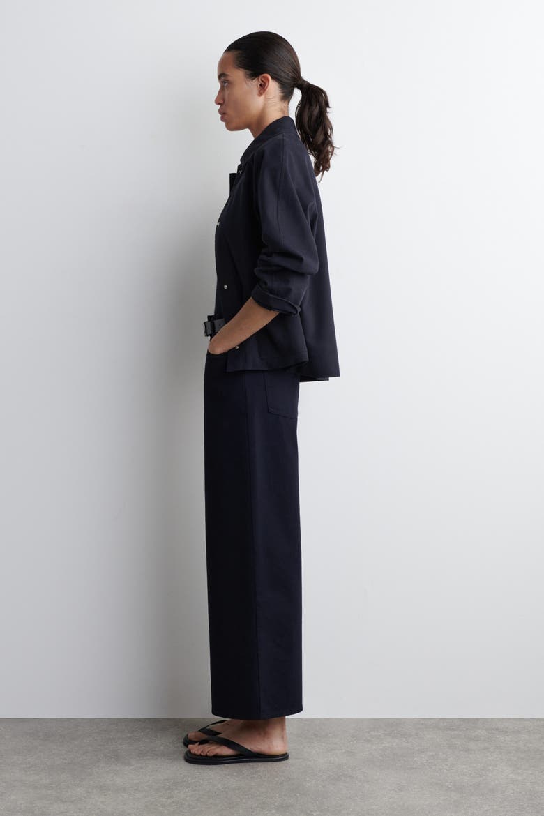 Cotton Cropped Wide-Leg Trousers, Alternate, color, NAVY