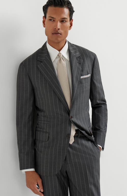 Brunello Cucinelli Chalk-stripe Wool Blazer In Gray