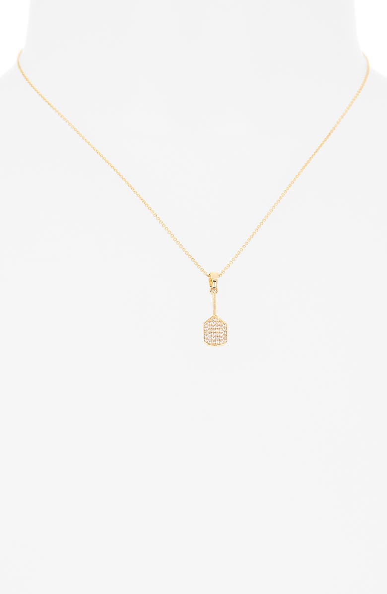 Leith Cubic Zirconia Pickleball Racket Pendant Necklace, Alternate, color, Clear- Gold