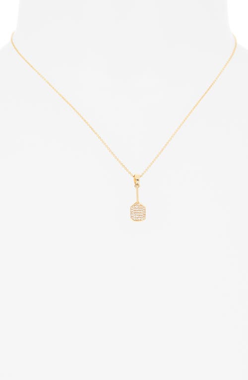 Leith Cubic Zirconia Pickleball Racket Pendant Necklace In Gold