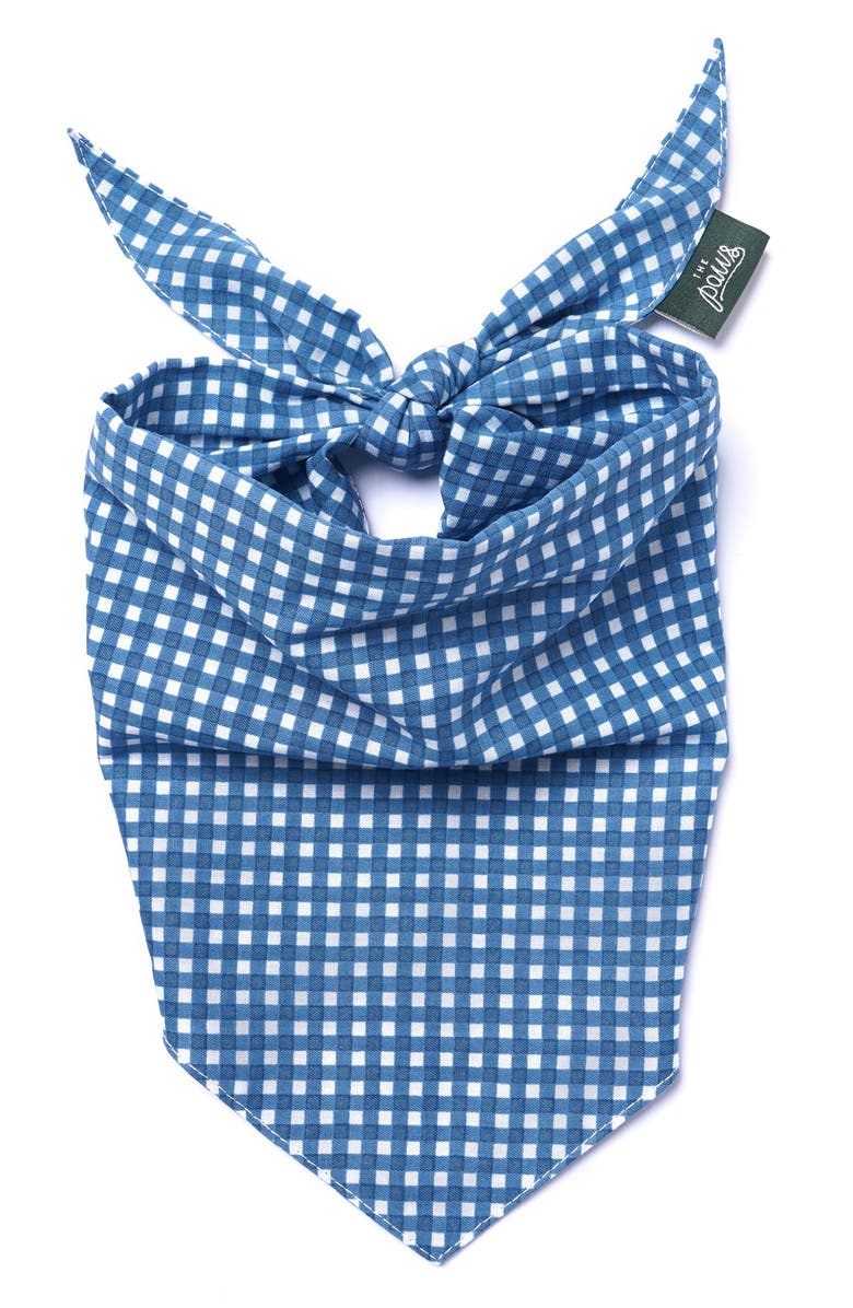 The Paws Blue Gingham Dog Bandana, Main, color, Blue