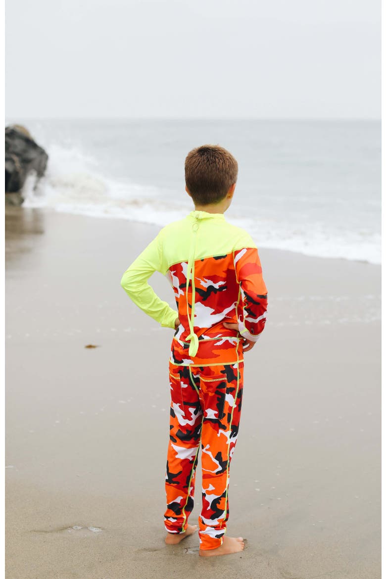 Boys' Full-Body One-Piece Swimsuit - UPF 50+, Alternate, color, Yellow Red Camo