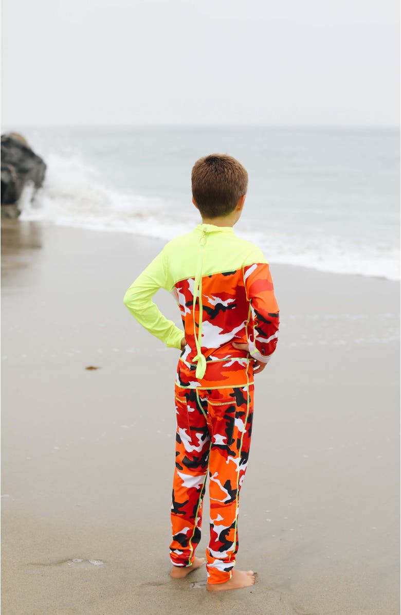 TUTUBLUE Boys' Full-Body One-Piece Swimsuit - UPF 50+, Alternate, color, Yellow Red Camo