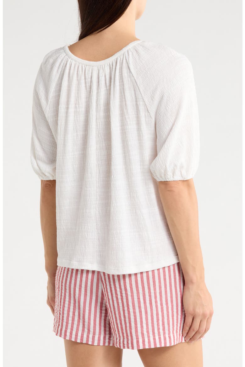 Split Neck Puff Sleeve Top, Alternate, color, WHITE