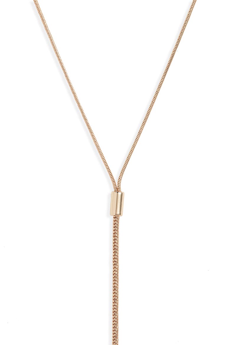 Halogen® Faceted Snake Chain Y-Necklace, Alternate, color, GOLD