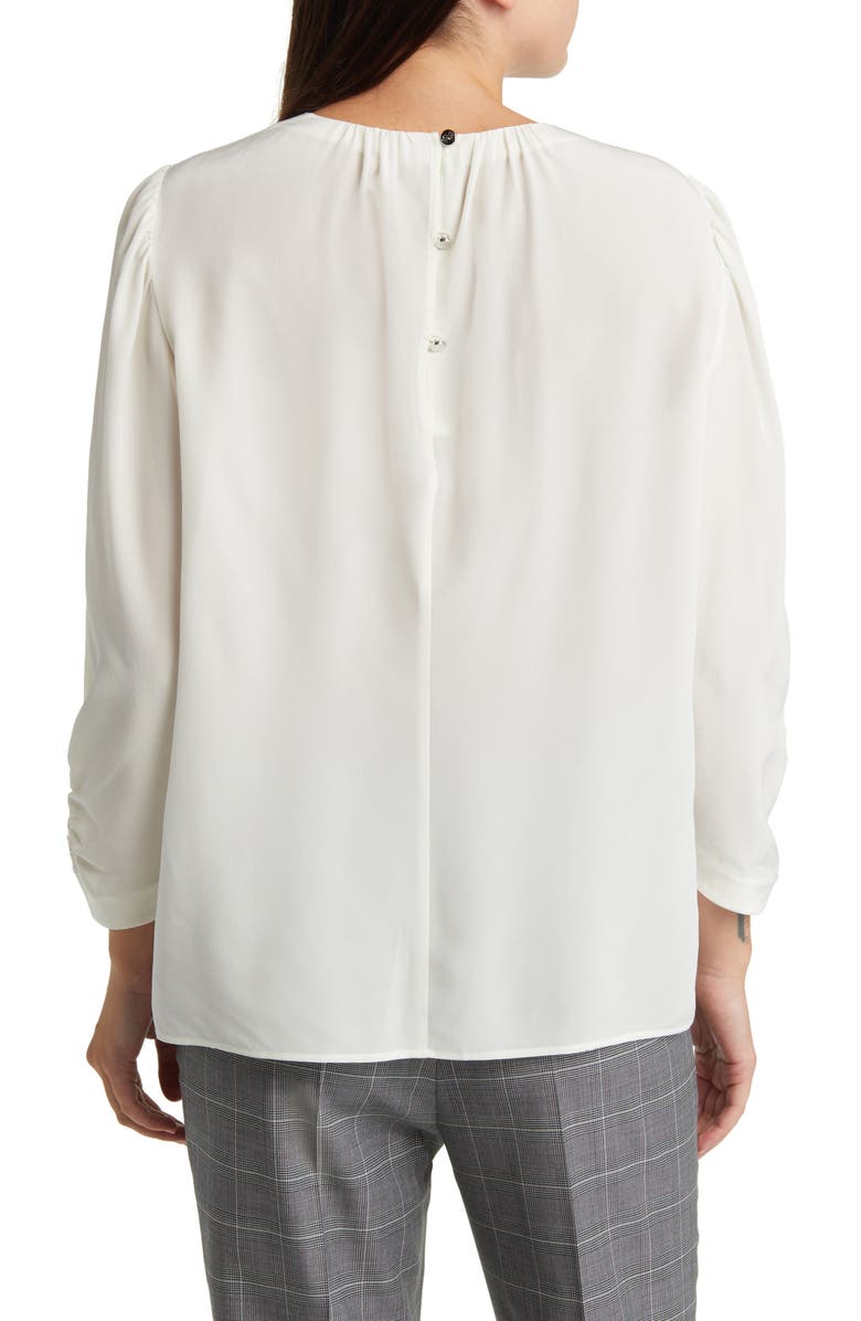 BOSS Bagana Silk Blouse, Alternate, color, Soft Cream
