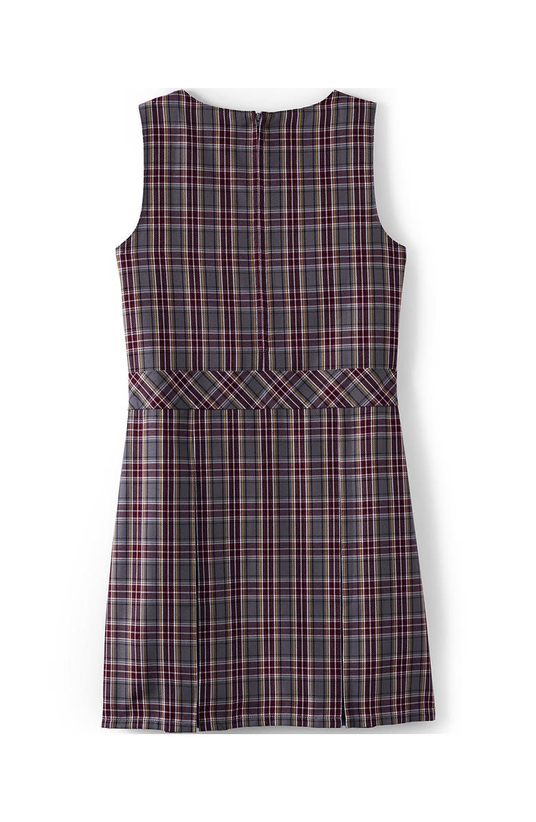 Lands' End Girls Uniform Plaid Jumper, Alternate, color, Gray Heather/Maroon Plaid