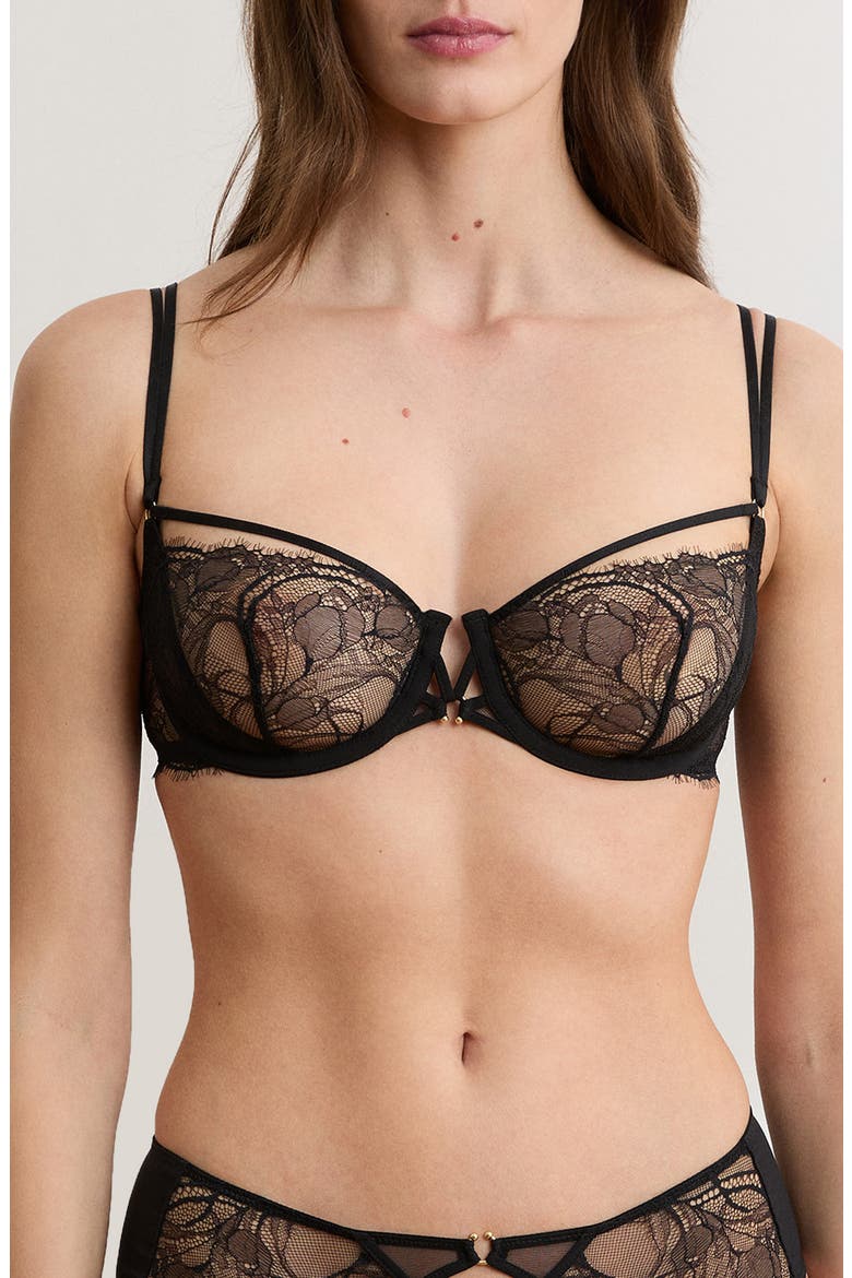 Vertige N°9 Underwire Balconette Bra, Main, color, BLACK