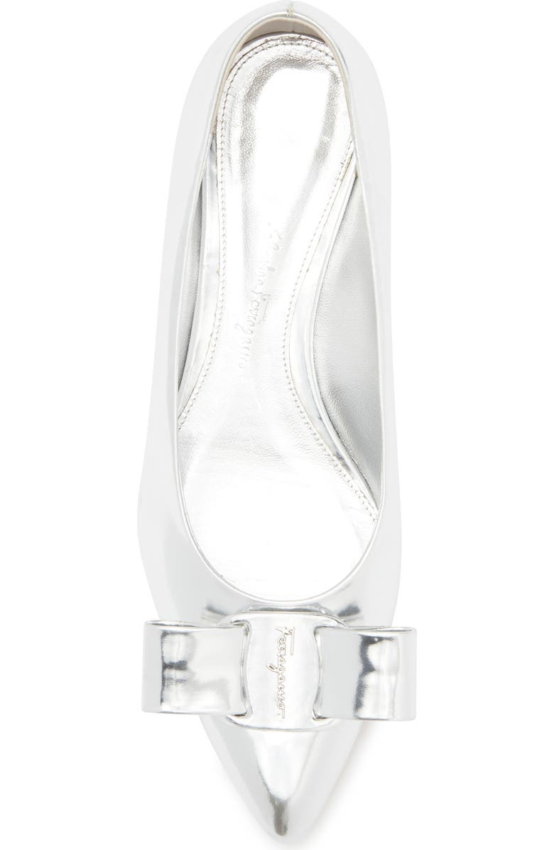 FERRAGAMO Viva Bow Metallic Pointed Toe Flat, Alternate, color,