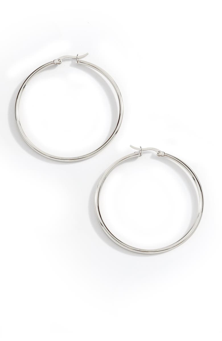 Mint & Lily Lynette Large Hoop Earrings, Main, color, Silver