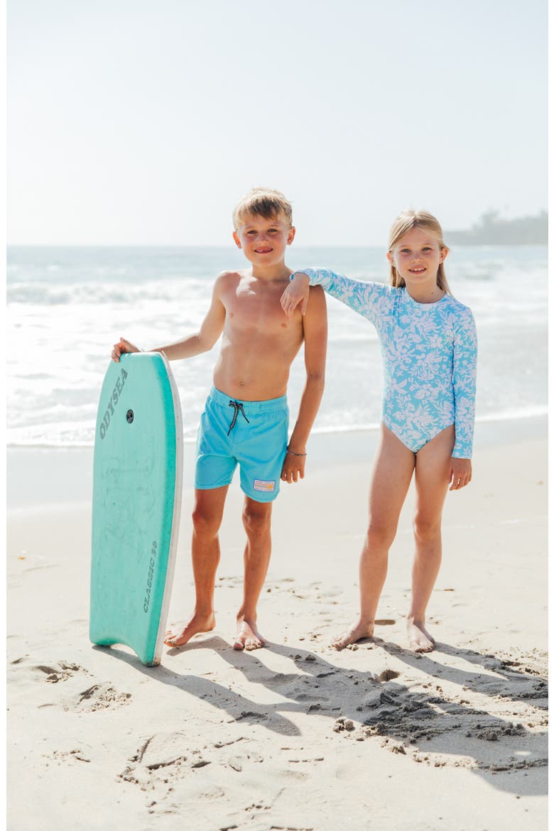 Kids' Wave Chaser Long Sleeve UPF 50+ One-Piece Rashguard Swimsuit, Alternate, color, OCEAN BLUE