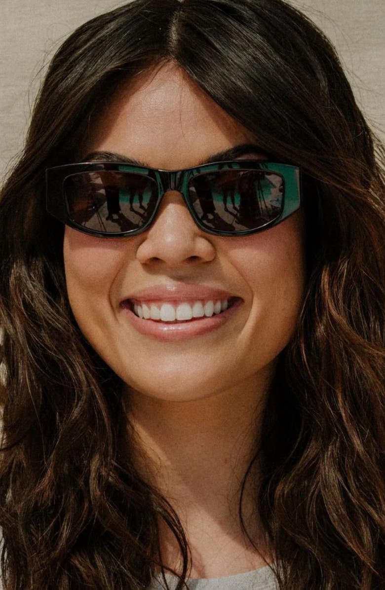 Mohala Eyewear Kalia 55mm Medium Bridge Wide Width Polarized Oval Sunglasses, Alternate, color, Kukui Tortoise / Tan Lens