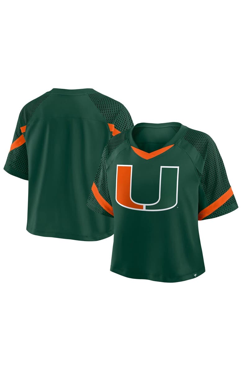 FANATICS Women's Fanatics Green Miami Hurricanes Oversized Raglan V-Neck Fashion Jersey, Alternate, color, Green