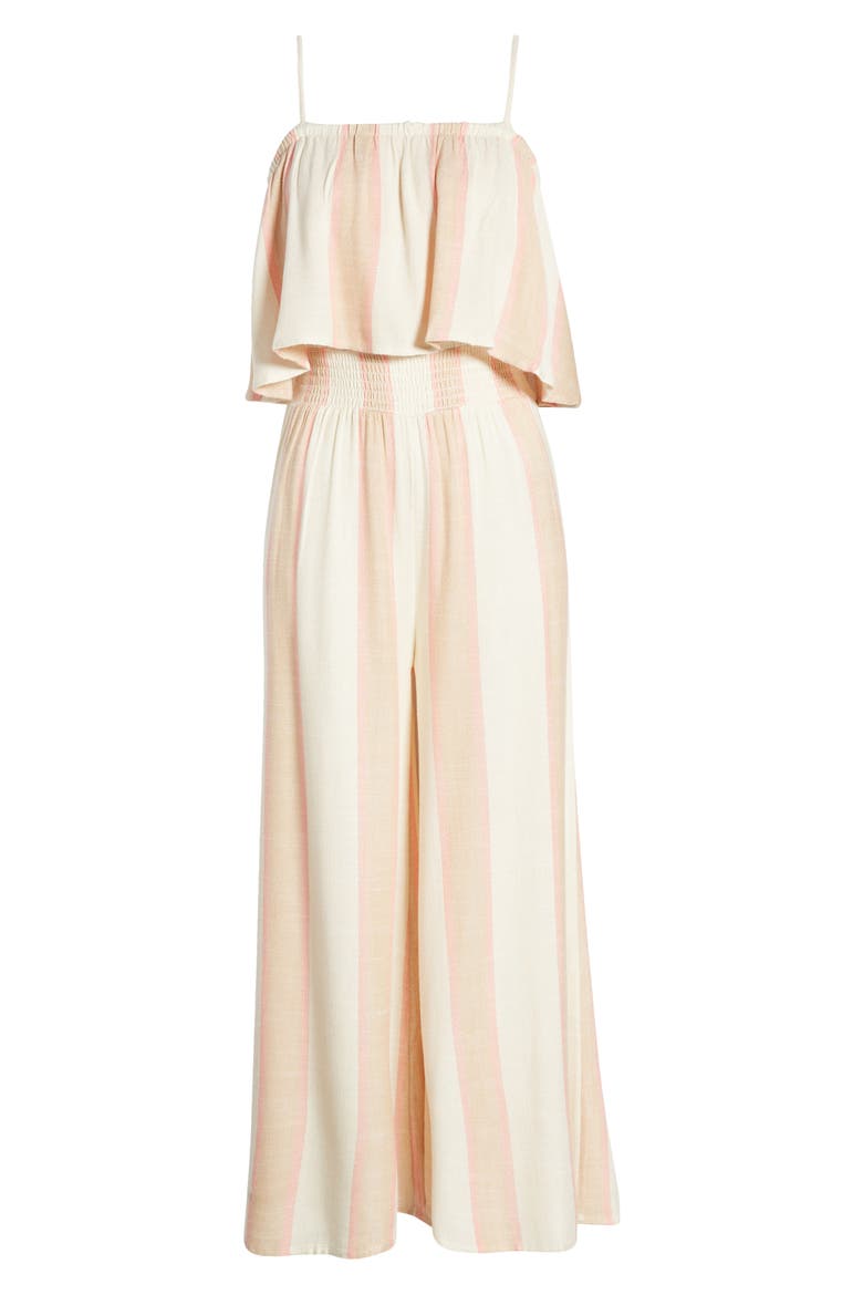 La Quinta Popover Stripe Wide Leg Jumpsuit, Alternate, color, NATURAL