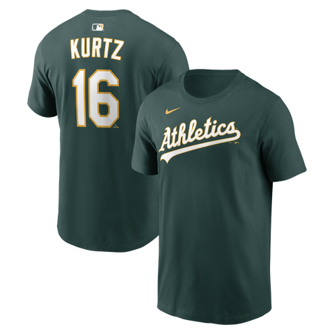 Men's Nike Nick Kurtz Green Athletics Name & Number T-Shirt