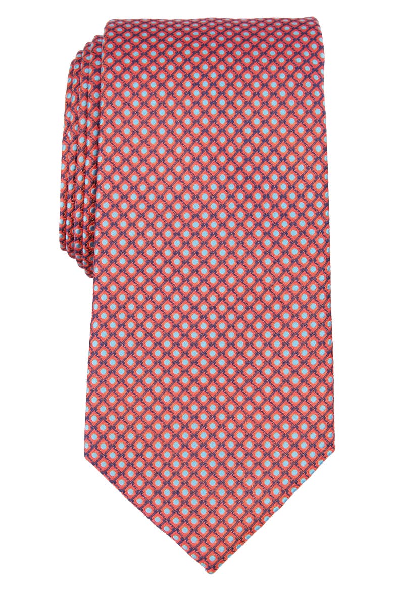Rey Mini Geo Silk Blend Tie, Main, color, MELON