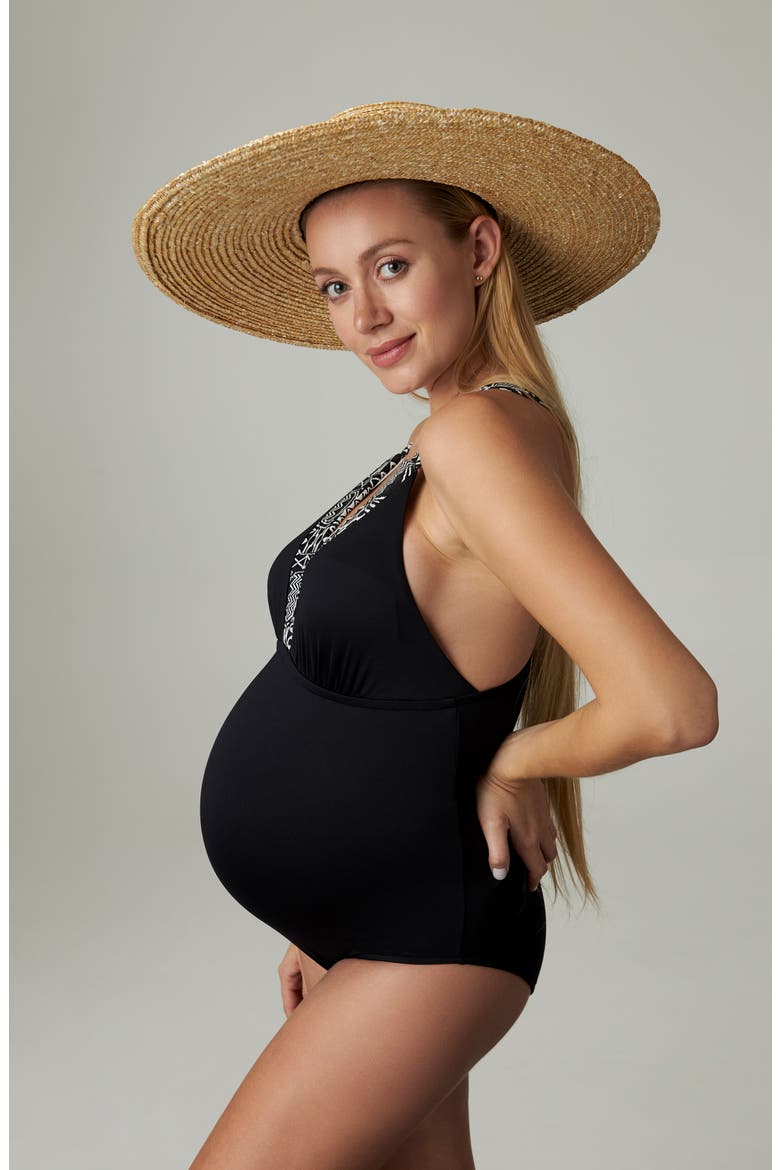 One-Piece Maternity Swimsuit, Alternate, color, BLACK