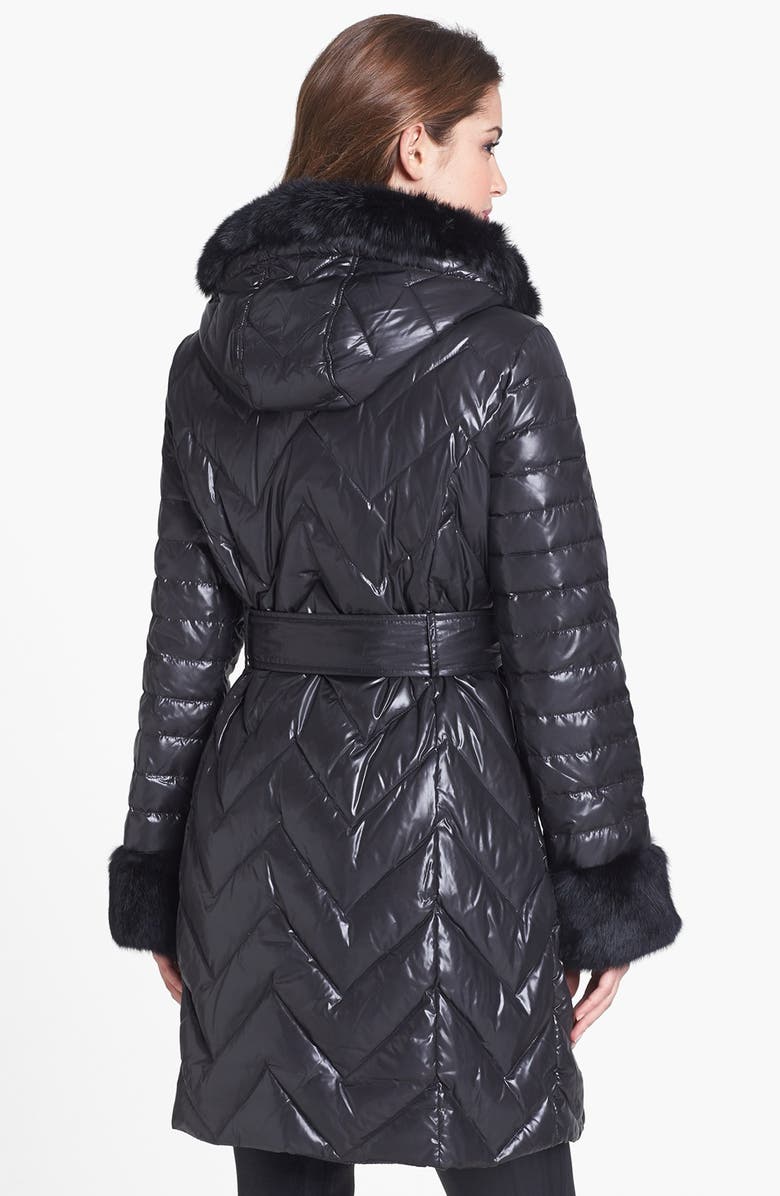 Via Spiga Genuine Rabbit Fur Trim Down & Feather Coat, Alternate, color, 