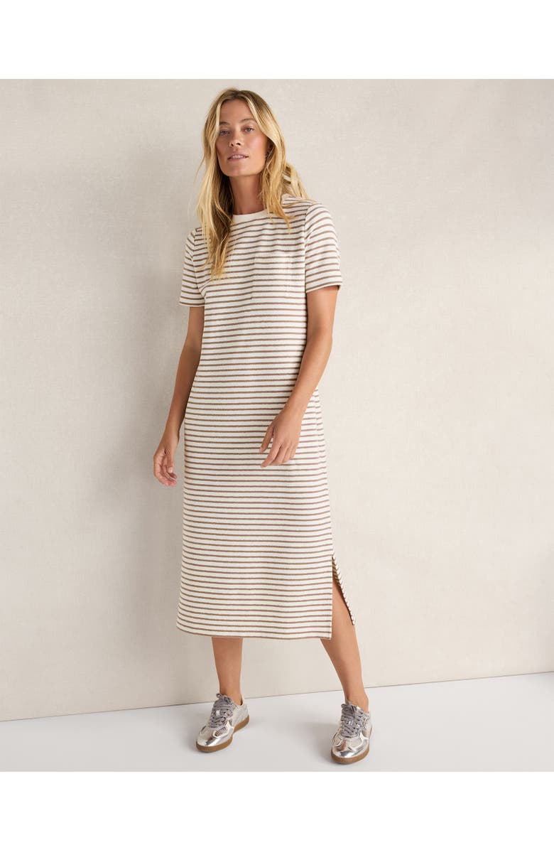 Haven Well Within Cotton Blend Textured T-Shirt Dress, Main, color, Ivory/Sugar Chestnut