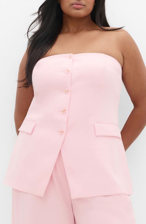 Cutaway Hem Strapless Top (Plus)