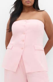 City Chic Cutaway Hem Strapless Top