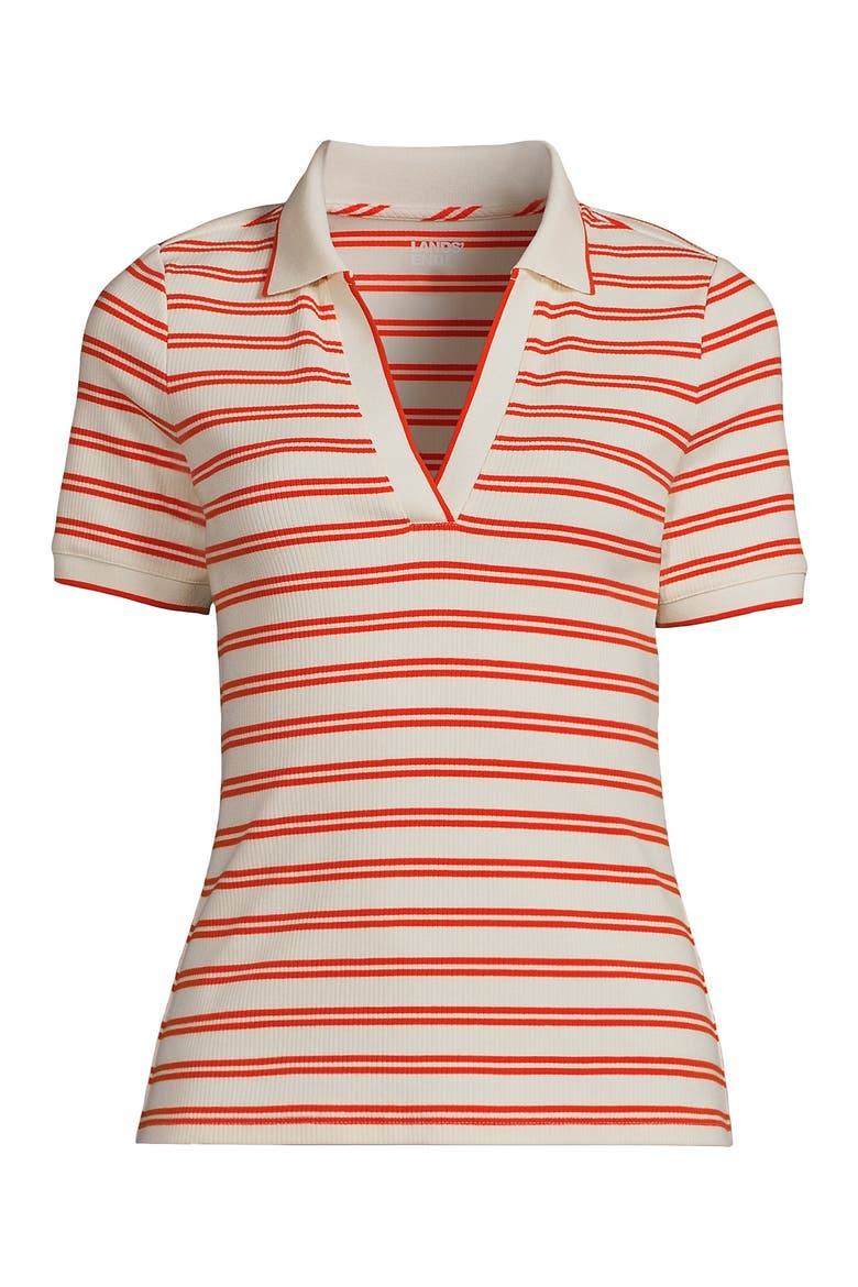 Short Sleeve Wide Rib Polo, Alternate, color, Rich Persimmon Dual Stripe