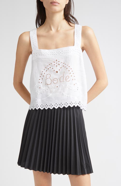 Bode Belvoir Eyelet Linen Tank in White  product
