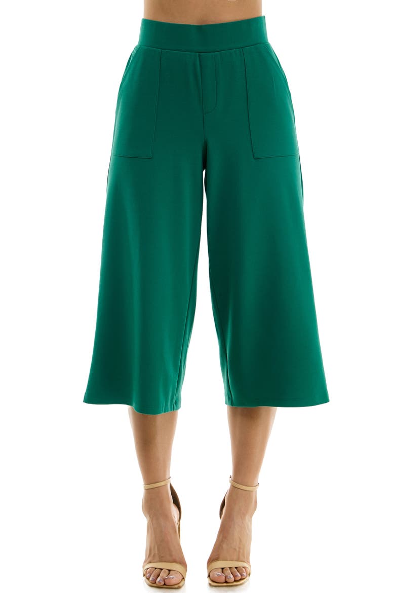 Elastic Waist Culotte Pants, Main, color, KELLY GREEN