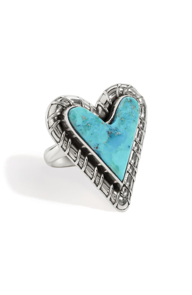 YS GEMS Sterling Silver Turquoise Heart Ring, Alternate, color, Blue