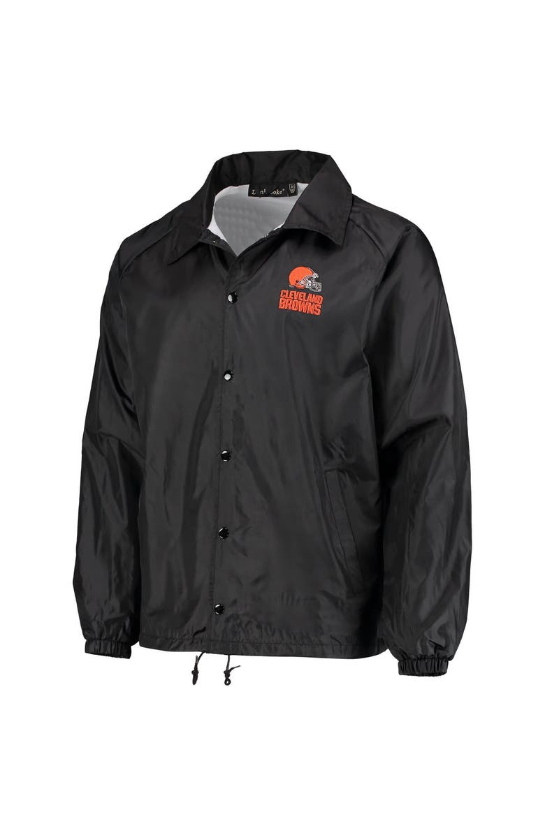 DUNBROOKE Men's Black Cleveland Browns Coaches Classic Raglan Full-Snap Windbreaker Jacket, Alternate, color, Black