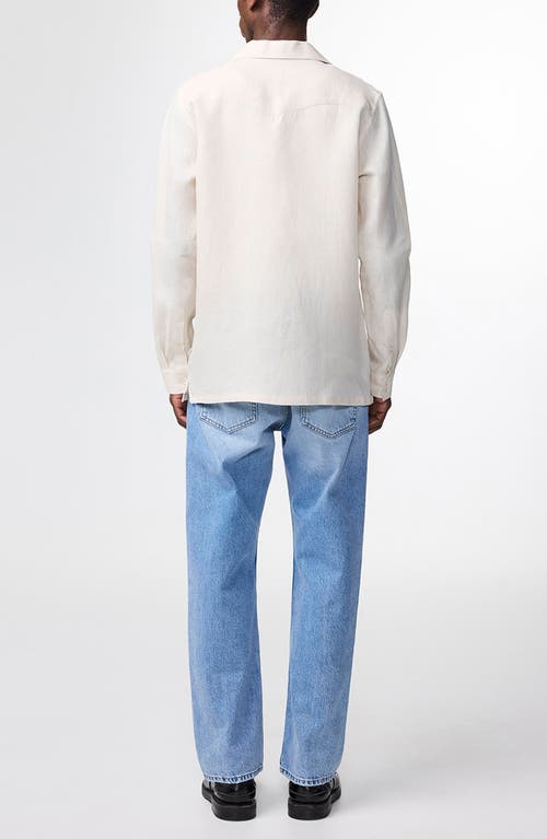 Nn07 Pax 5708 Long Sleeve Linen Camp Shirt In White